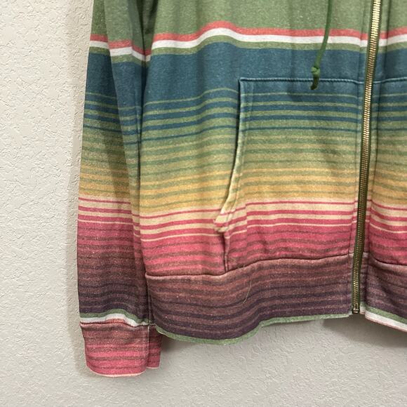 AVIATOR NATION Thunder Bolt Hoodie Multi Striped Full Zip Athleisure - Picture 6 of 13